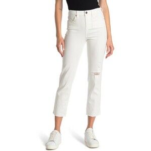 BlankNYC Stretch Madison Crop Straight Leg Jeans In White Size 30